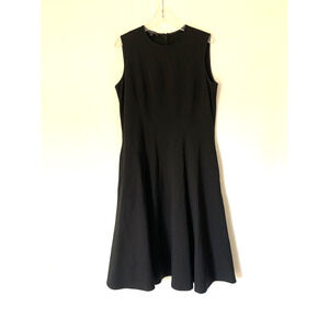 Lafayette 148 Womens Dress 12 Black Fit & Flare Sleeveless Knee Stretch Elegant